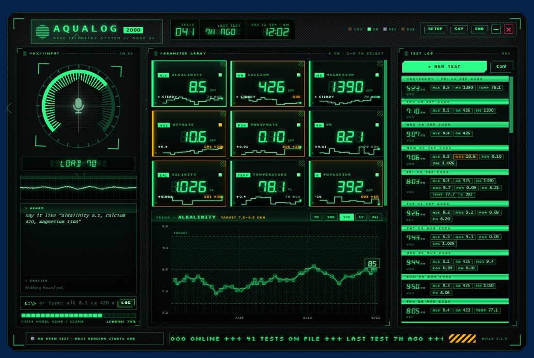 DEEPCORE skin — black slab with green phosphor readouts